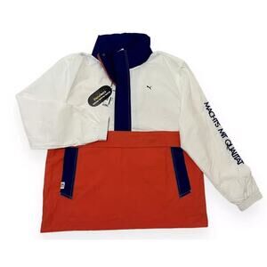Puma Jacket Windbreaker White Salmon Lightweight Cordura Half Zip Coat Men Sz L